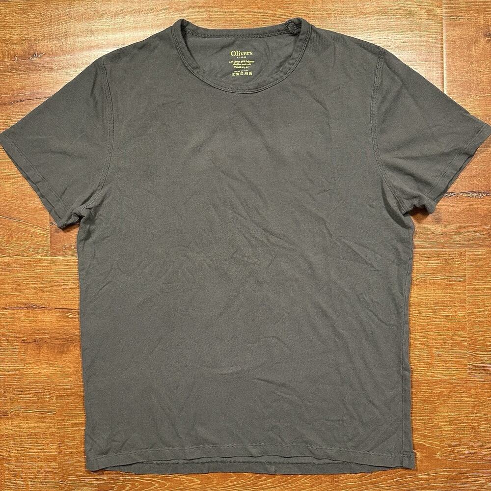 Olivers Apparel T Shirt Mens M Gray Short Sleeve Cotton Blend Essential Basic
